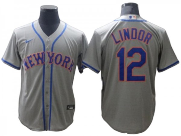 New York Mets #12 Francisco Lindor Gray Road Jersey