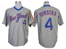 New York Mets #4 Lenny Dykstra Gray 1987 Throwback Jersey