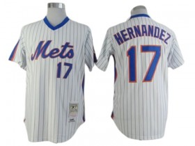 New York Mets #17 Keith Hernandez White Pinstripe 1986 Throwback Jersey