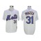 New York Mets #31 Mike Piazza White Pinstripe Throwback Jersey