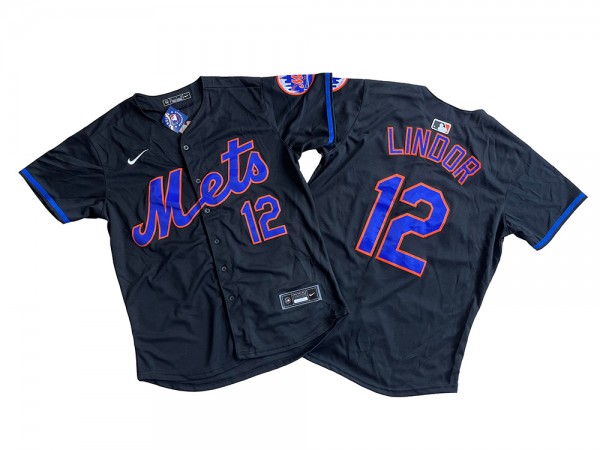 New York Mets #12 Francisco Lindor Black Limited Jersey