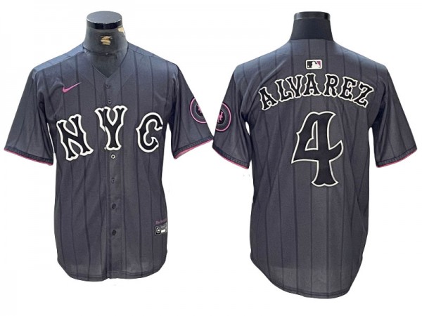 New York Mets #4 Francisco Alvarez Graphite 2024 City Connect Limited Jersey