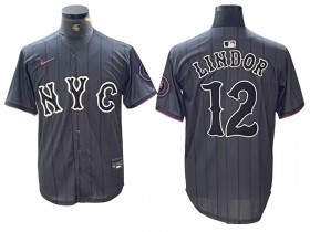 New York Mets #12 Francisco Lindor Graphite 2024 City Connect Limited Jersey