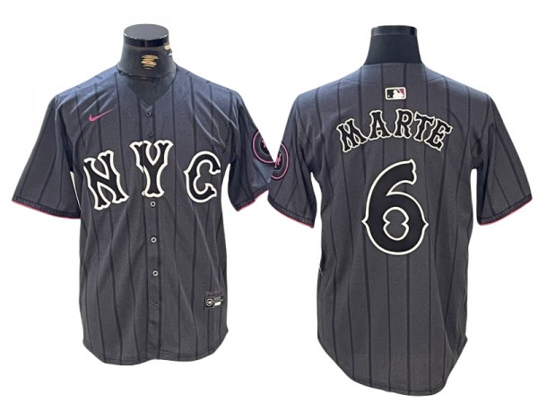 New York Mets #6 Starling Marte Graphite 2024 City Connect Limited Jersey