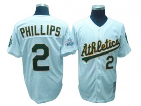 Oakland Athletics #2 Tony Phillips White Throwback Jersey