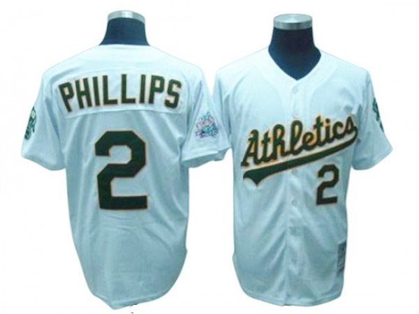 Oakland Athletics #2 Tony Phillips White Throwback Jersey