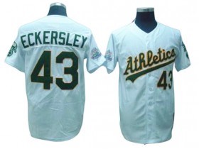 Oakland Athletics #43 Dennis Eckersley White Throwback Jersey