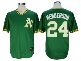 Oakland Athletics #24 Rickey Henderson Green Throwback Jersey