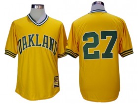 Oakland Athletics #27 Catfish Hunter Gold Turn Back The Clock Copperstown Collection Jersey