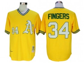 Oakland Athletics #34 Rollie Fingers Gold 1972 Throwback Jersey