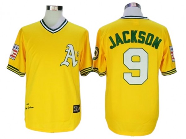 Oakland Athletics #9 Reggie Jackson Gold 1972 Throwback Jersey