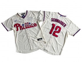 Philadelphia Phillies #12 Kyle Schwarber Cream Cool Base Jersey