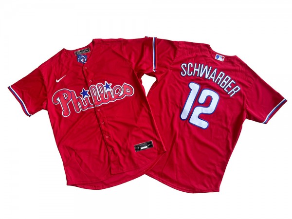 Philadelphia Phillies #12 Kyle Schwarber Red Cool Base Jersey