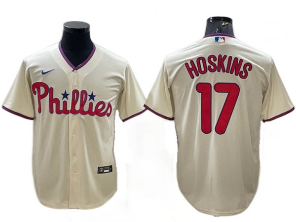 Philadelphia Phillies #17 Rhys Hoskins Cream Cool Base Jersey