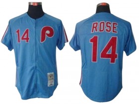 Philadelphia Phillies #14 Pete Rose Light Blue 1980 Throwback Custom Jersey