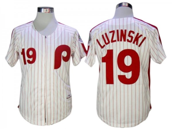 Philadelphia Phillies #19 Greg Luzinski White 1983 Throwback Jersey