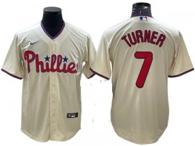 Philadelphia Phillies #7 Trea Turner Cream Cool Base Jersey