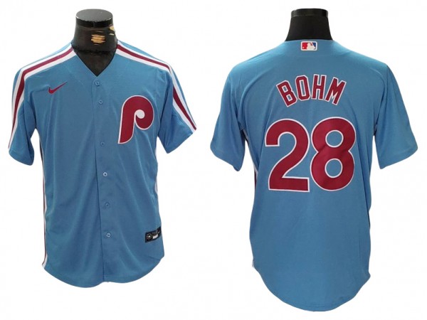 Philadelphia Phillies #28 Alec Bohm Light Blue Cool Base Jersey