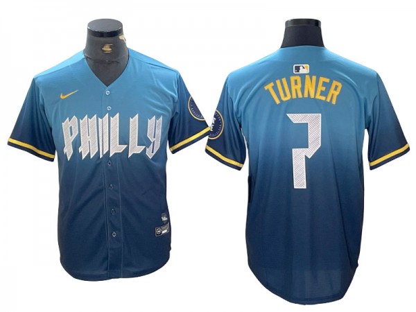 Philadelphia Phillies #7 Trea Turner  Blue 2024 City Connect Limited Jersey