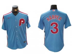 Philadelphia Phillies #3 Bryce Harper Light Blue Cool Base Jersey