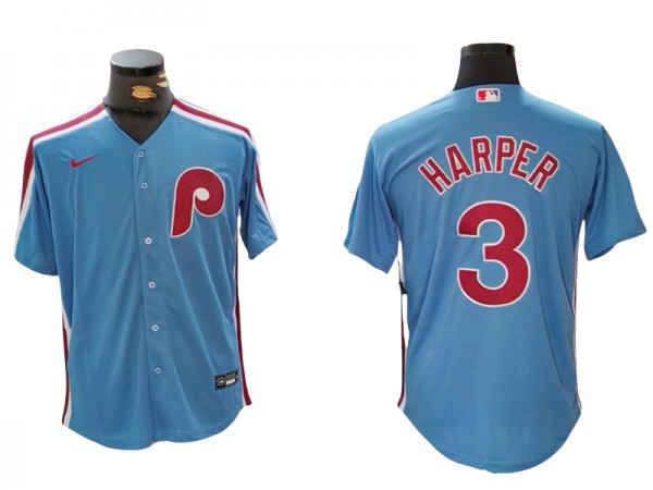 Philadelphia Phillies #3 Bryce Harper Light Blue Cool Base Jersey