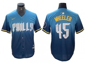 Philadelphia Phillies #45 Zack Wheeler Blue 2024 City Connect Limited Jersey