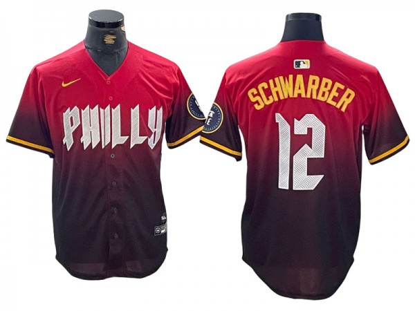 Philadelphia Phillies #12 Kyle Schwarber Red 2024 City Connect Limited Jersey