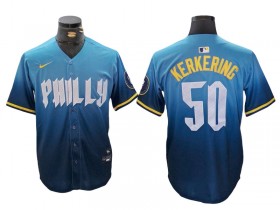 Philadelphia Phillies #50 Orion Kerkering Blue 2024 City Connect Limited Jersey