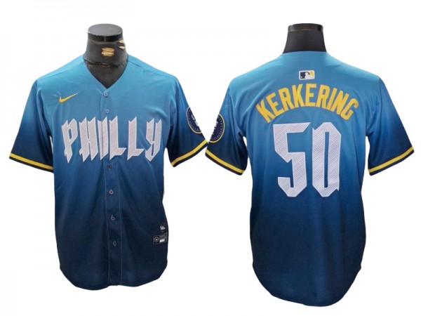 Philadelphia Phillies #50 Orion Kerkering Blue 2024 City Connect Limited Jersey