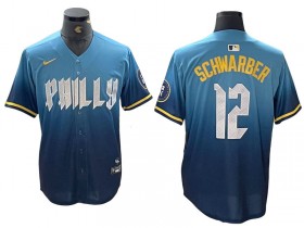 Philadelphia Phillies #12 Kyle Schwarber Blue 2024 City Connect Limited Jersey