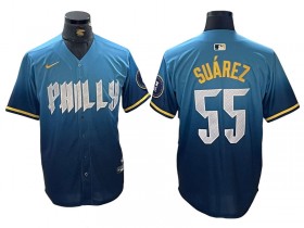 Philadelphia Phillies #55 Ranger Suárez Blue 2024 City Connect Limited Jersey