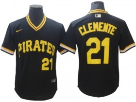 Pittsburgh Pirates #21 Roberto Clemente Black Cooperstown Jersey