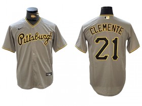 Pittsburgh Pirates #21 Roberto Clemente Gray Road Cool Base Jersey