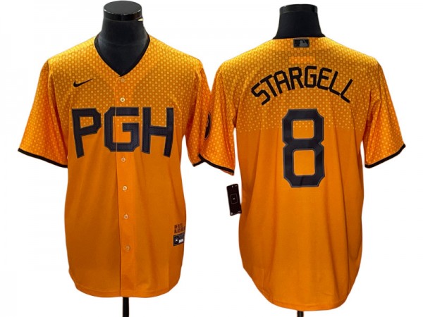 Pittsburgh Pirates #8 Willie Stargell Gold City Connect Jersey