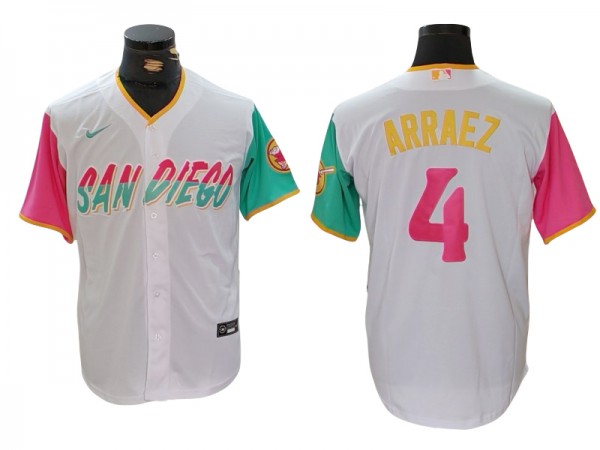 San Diego Padres #4 Luis Arraez White City Connect Cool Base Jersey