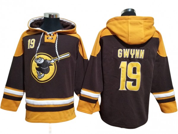 San Diego Padres #19 Tony Gwynn Brown Pullover Hoodie