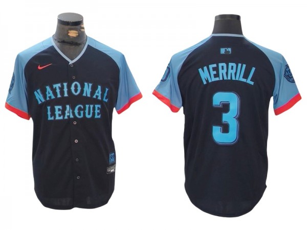 National League #3 Jackson Merrill Black 2024 MLB All-Star Game Limited Jersey