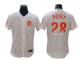 San Francisco Giants #28 Buster Posey White City Connect Flex Base Jersey