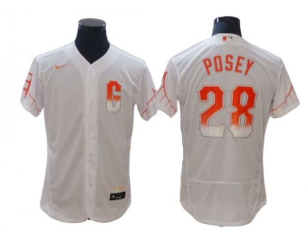 San Francisco Giants #28 Buster Posey White City Connect Flex Base Jersey