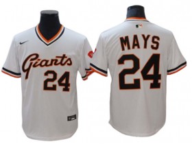 San Francisco Giants #24 Willie Mays White Cooperstown Jersey