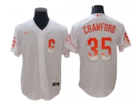 San Francisco Giants #35 Brandon Crawford White City Connect Cool Base Jersey