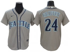 Seattle Mariners #24 Ken Griffey Jr. Gray Road Cool Base Jersey