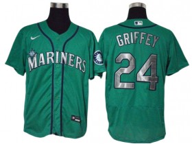 Seattle Mariners #24 Ken Griffey Jr. Aqua Alternate Flex Base Jersey