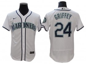 Seattle Mariners #24 Ken Griffey Jr. White Home Flex Base Jersey