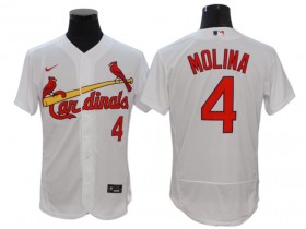 St. Louis Cardinals #4 Yadier Molina White Home Flex Base Jersey