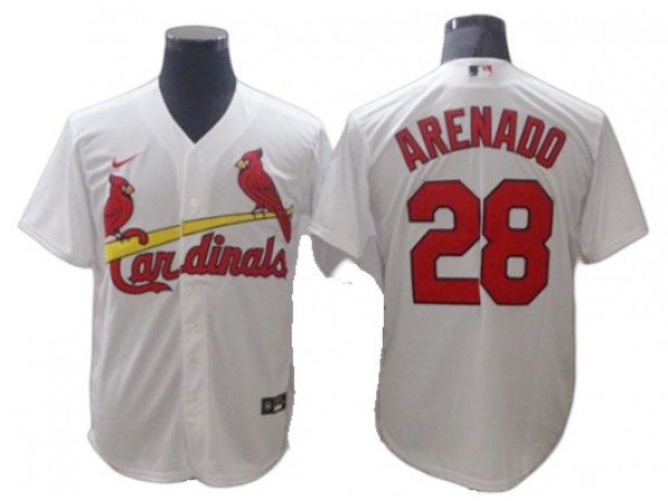 St. Louis Cardinals #28 Nolan Arenado White Home Cool Base Jersey