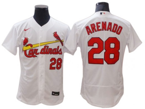 St. Louis Cardinals #28 Nolan Arenado White Home Flex Base Jersey