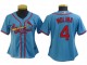 Women's St. Louis Cardinals #4 Yadier Molina Cool Base Jersey - White/Red/Light Blue