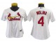 Women's St. Louis Cardinals #4 Yadier Molina Cool Base Jersey - White/Red/Light Blue