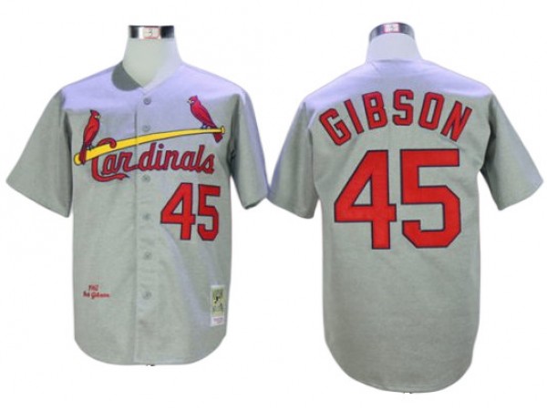 St. Louis Cardinals #45 Bob Gibson Gray 1967 Throwback Jersey St. Louis Cardinals #45 Bob Gibson Gray 1967 Throwback Jersey